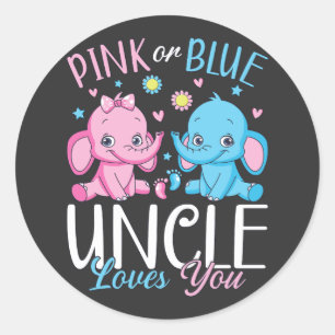Adesivo Redondo Tio Rosa Ou Azul Te Ama Bebê Elefante