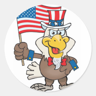 Adesivo Redondo Tio Sam 4 de julho Bald Eagle