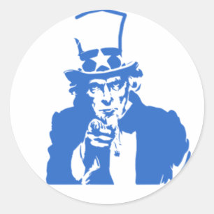 Adesivo Redondo Tio Sam (Azul) nos Stickers