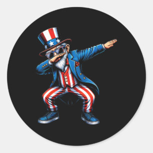 Adesivo Redondo Tio Sam Dabbing Engraçado 4 de Julho Patriótico Me