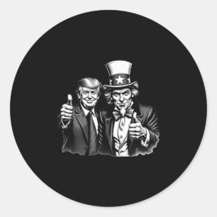 Adesivo Redondo Tio Sam Donald Trump Selfie Polegar Para Cima Roup