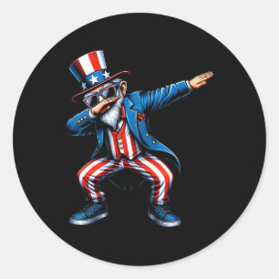 Adesivo Redondo Tio Sam Funny 4 De Julho Meninos Patrióticos