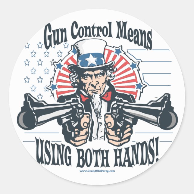 Adesivo Redondo Tio Sam Gun Control Sticker (Frente)