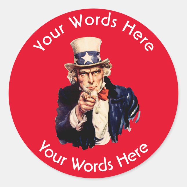 Adesivo Redondo Tio Sam Personalizado (Frente)