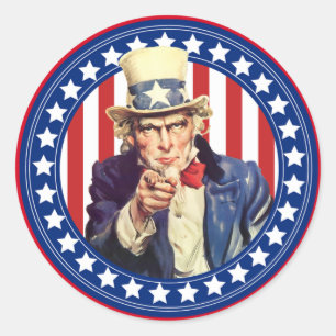Adesivo Redondo Tio Sam Stars and Stripes