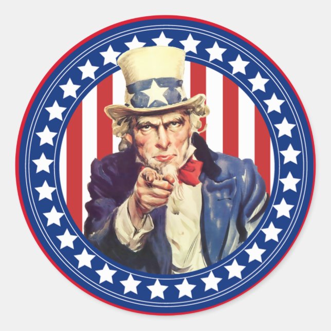 Adesivo Redondo Tio Sam Stars and Stripes (Frente)