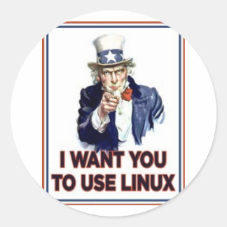Adesivo Redondo Tio Sam: Use o Linux