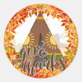 Adesivo Redondo Tipi Nativo Americano - Dê Obrigados