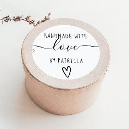 Adesivo Redondo Típica de amor feita à mão - branco preto mínimo