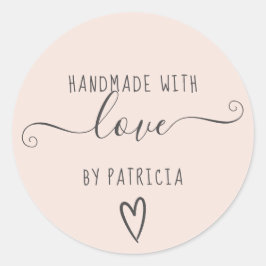 Adesivo Redondo Típica de amor feita à mão - rosa pincelado minima