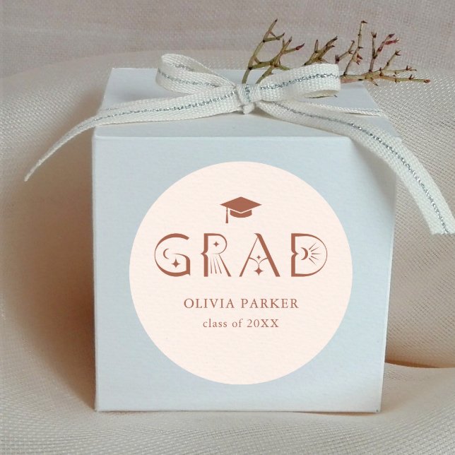 Adesivo Redondo Típica de FORMANDO de Boho Rosa Esmagada (Criador carregado)