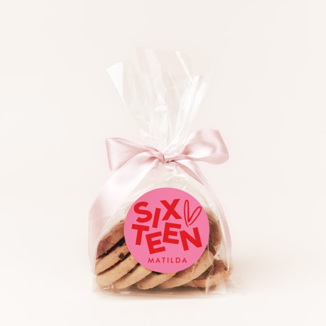 Adesivo Redondo Típica mínima vermelha moderna, 16 anos (Criador carregado)