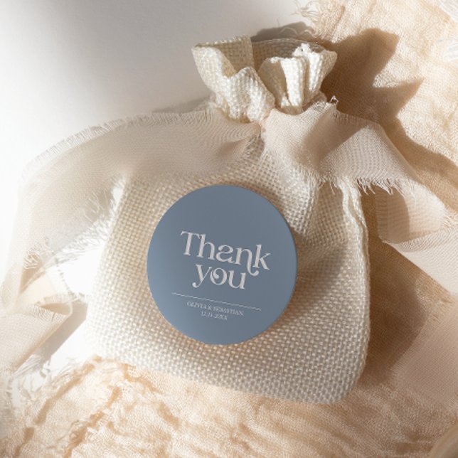 Adesivo Redondo Típica Minimalista Moderna Casamento Azul (Criador carregado)