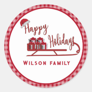 Adesivo Redondo Típica moderna Sledge Feliz Feriados