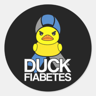 Adesivo Redondo Tipo 1 Diabetes Duck Fiabetes Sensibilização para 