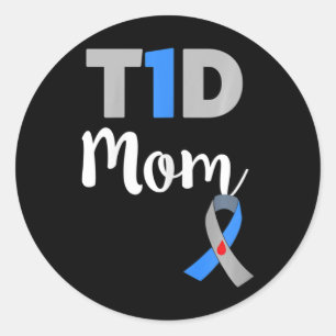 Adesivo Redondo Tipo 1 Diabetes Mãe - T1D Mãe