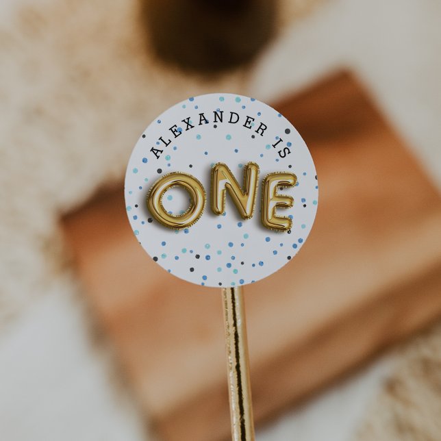 Adesivo Redondo Tipo de balão | Primeira Festa de aniversário (Criador carregado)