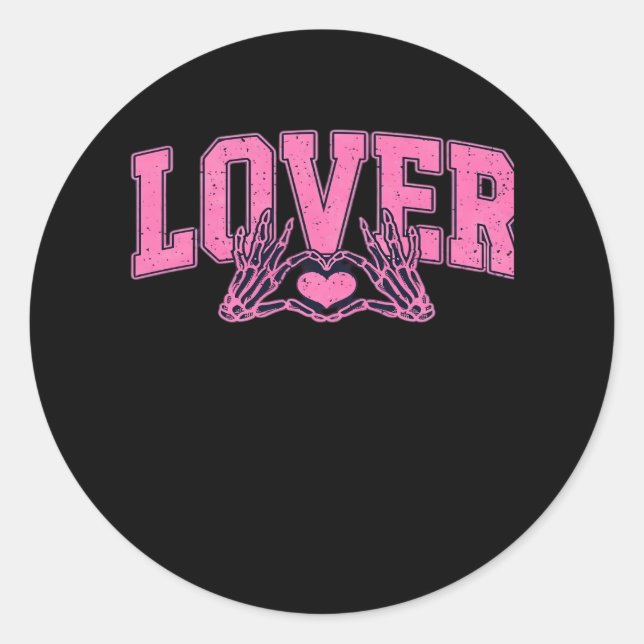 Adesivo Redondo Tipo de letra com mãos esqueléticas clássicas (Frente)