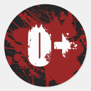 Adesivo Redondo Tipo de sangue positivo zombi de O do vampiro da