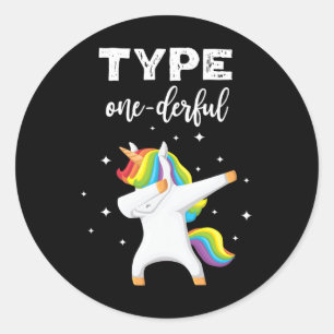 Adesivo Redondo Tipo Maravilhoso Dabbing Unicorn Diabetes Consciên