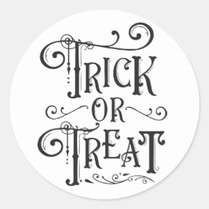 Adesivo Redondo Tipo o Dia das Bruxas da tipografia do vintage da