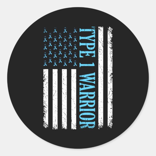 Adesivo Redondo Tipo Um Guerreiro Sensibilização Diabetes Diabétic (Frente)