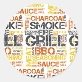 Adesivo Redondo Tipografia BBQ Grill Master