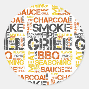 Adesivo Redondo Tipografia BBQ Grill Master