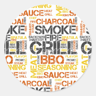 Adesivo Redondo Tipografia BBQ Grill Master