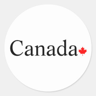 Adesivo Redondo Tipografia canadiana com folha de bordo vermelha