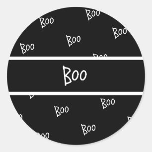 Adesivo Redondo Tipografia de Halloween boo preto e branco