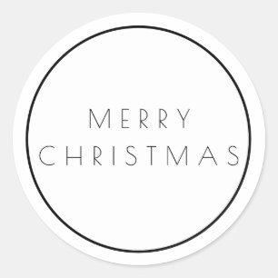 Adesivo Redondo Tipografia de Natal Minimalista Preto Branco