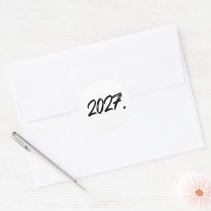 Adesivo Redondo Tipografia de Pincel de Tinta de 2027