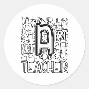 Adesivo Redondo Tipografia De Professores De Arte Escolar