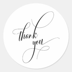 Adesivo Redondo Tipografia De Script Elegante Obrigado Simples