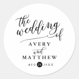 Adesivo Redondo Tipografia de Script Simples | Casamento