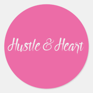 Adesivo Redondo Tipografia do Coração e Hustle Branco