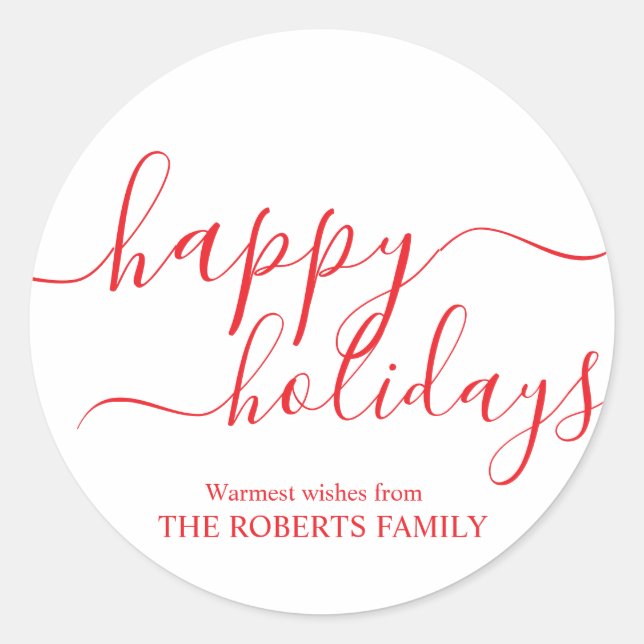 Adesivo Redondo Tipografia elegante sobre feriados vermelhos minim (Frente)