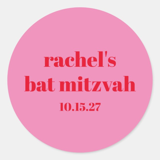 Adesivo Redondo Tipografia em negrito - Vermelho Cor-de-rosa - Ver (Frente)