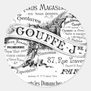Adesivo Redondo tipografia francesa da propaganda do vintage