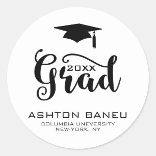 Adesivo Redondo Tipografia-Graduação preta moderna