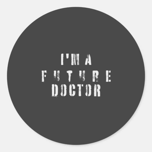 Adesivo Redondo Tipografia Grunge de Futuro Médico Design (Frente)