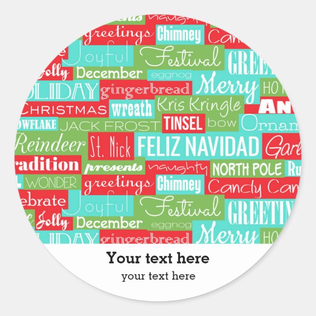 Adesivo Redondo Tipografia Holidays Season (Frente)