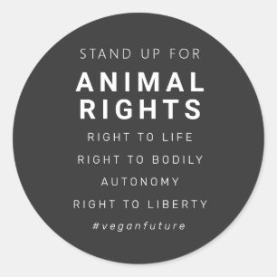 Adesivo Redondo Tipografia mínima dos direitos dos animais de veg