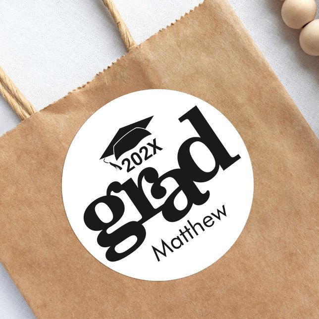 Adesivo Redondo Tipografia Moderna Branca Negra (Criador carregado)