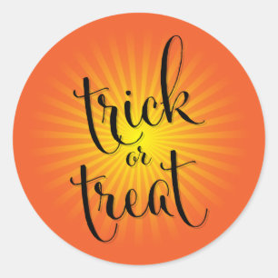Adesivo Redondo Tipografia Moderna do Halloween de Truque ou Trata