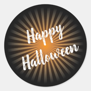 Adesivo Redondo Tipografia Moderna Feliz Halloween - Laranja Negro