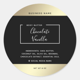 Adesivo Redondo Tipografia moderna minimalista cosméticos preto ou