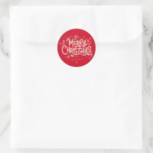 Adesivo Redondo Tipografia Moderna Vermelho Feliz Natal 