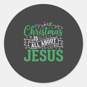 Adesivo Redondo Tipografia Natal é Tudo Sobre Jesus